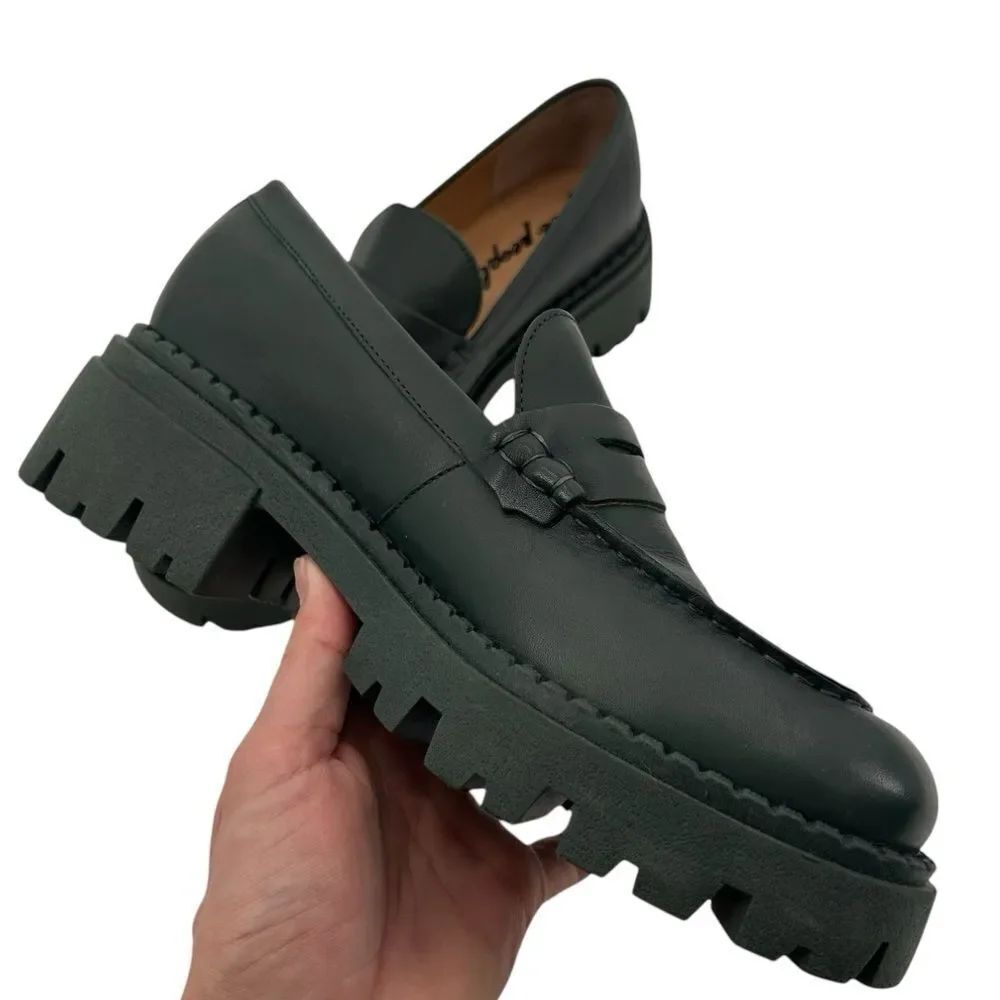 Free people Lyra lug sole dark green loafer size 39.5 - Picture 4 of 13